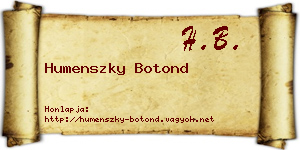 Humenszky Botond névjegykártya